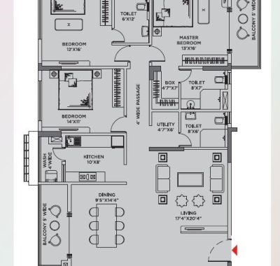 Block A , Flat -2 ,Typical 3 BHK
