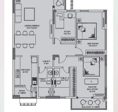 Block A,Flat -4,Typical 2.5BHK