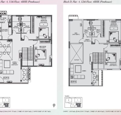 Block D ,Flat -4,12th Floor, 4BHK (Pent House)